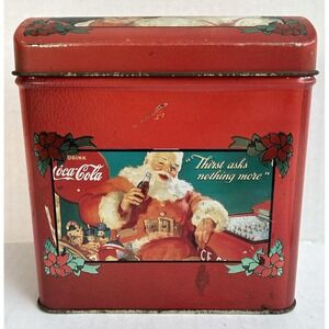 Coca-Cola Santa Claus Christmas Oval Shaped Tin‎ Coke Advertisement Vintage 1996